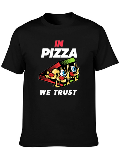 In Pizza We Trust Black Graphic Tee