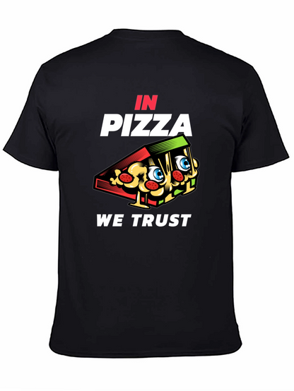 In Pizza We Trust Black Graphic Tee