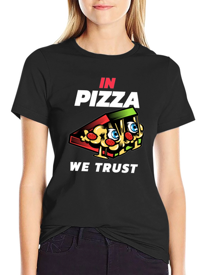 In Pizza We Trust Black Graphic Tee