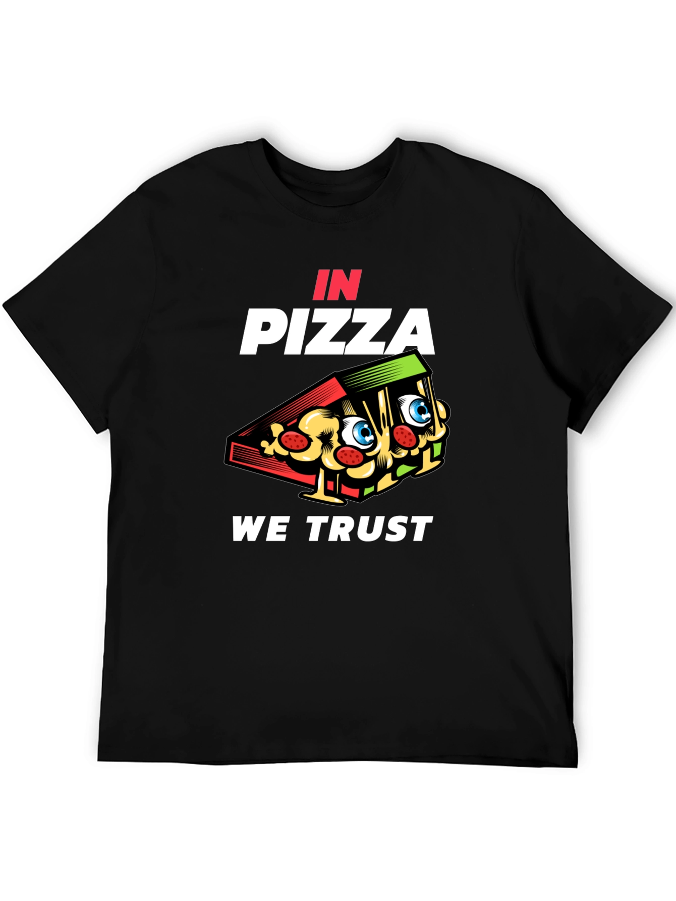 In Pizza We Trust Black Graphic Tee