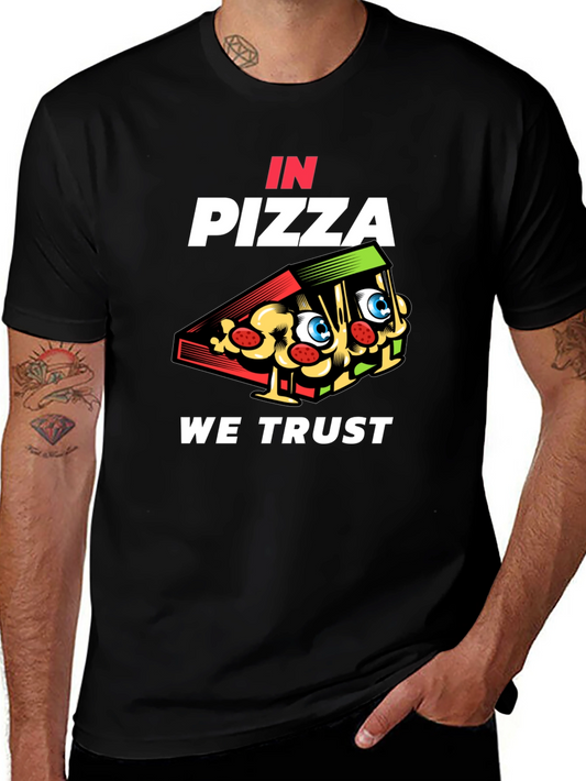 In Pizza We Trust Black Graphic Tee