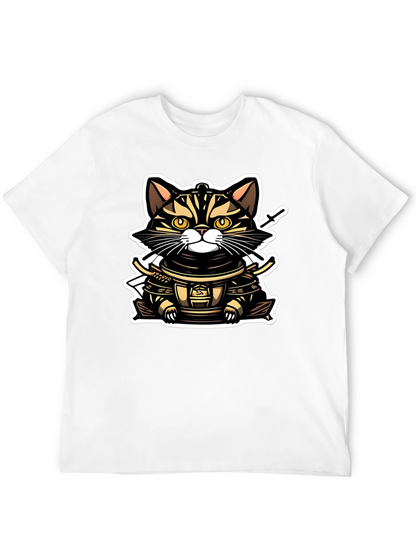 Samurai Cat T-Shirt - Warrior Kitten Design