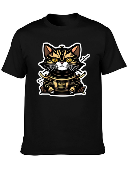 Samurai Cat T-Shirt - Warrior Kitten Design