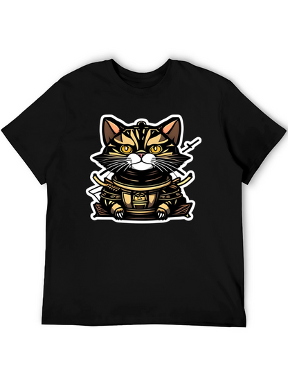 Samurai Cat T-Shirt - Warrior Kitten Design