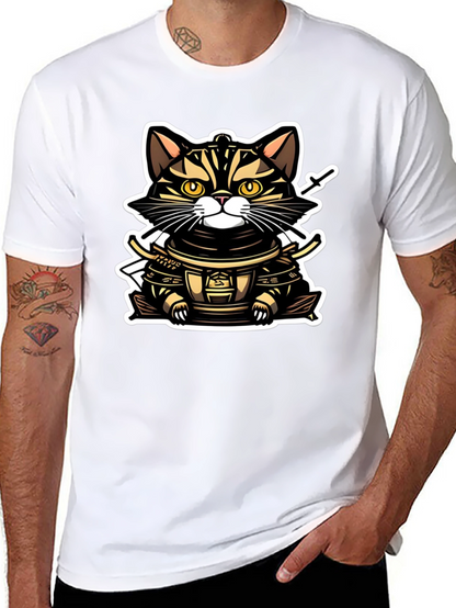 Samurai Cat T-Shirt - Warrior Kitten Design