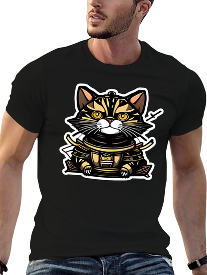 Samurai Cat T-Shirt - Warrior Kitten Design