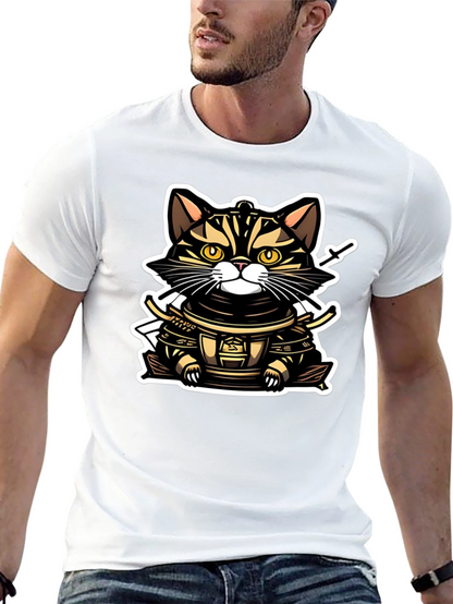 Samurai Cat T-Shirt - Warrior Kitten Design