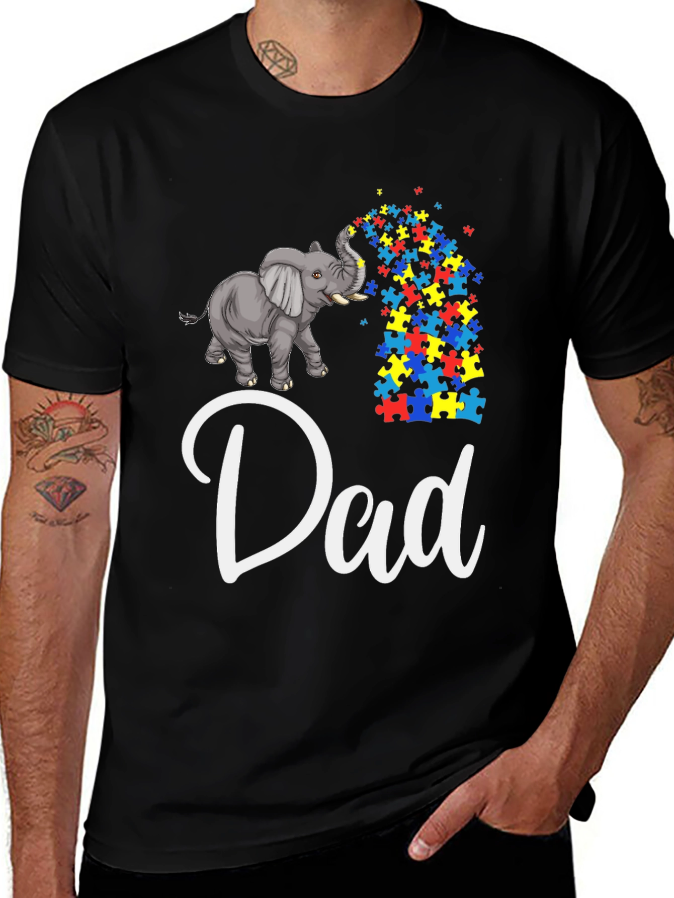 Autism Awareness Elephant Dad T-Shirt