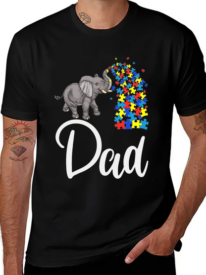 Autism Awareness Elephant Dad T-Shirt