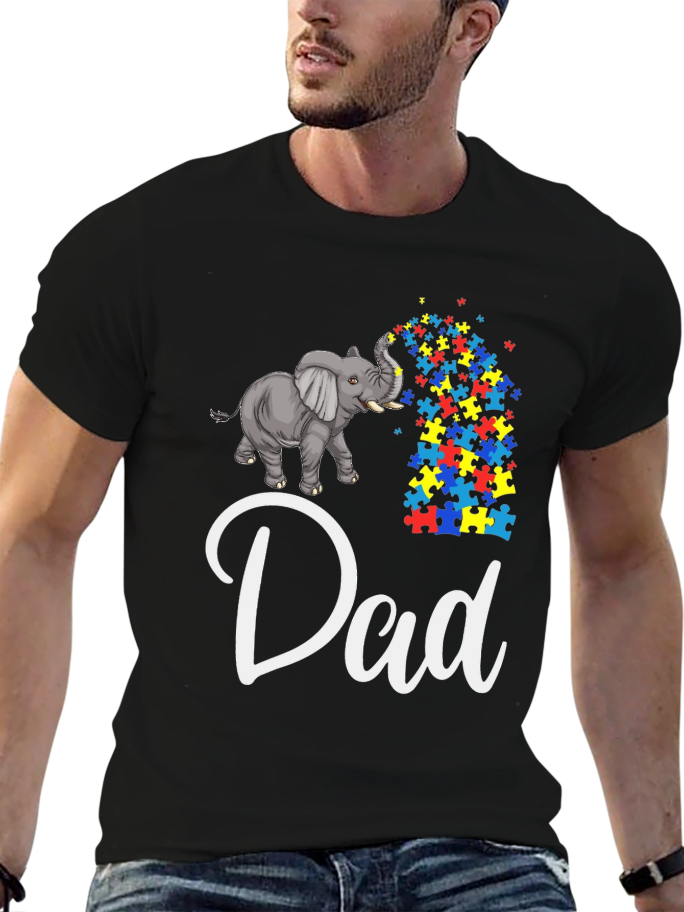 Autism Awareness Elephant Dad T-Shirt