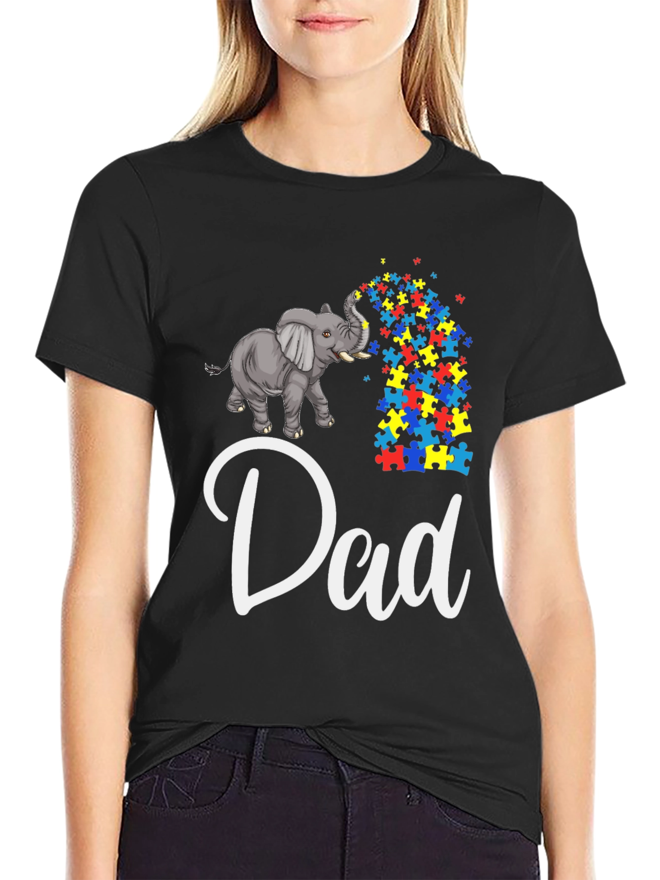 Autism Awareness Elephant Dad T-Shirt