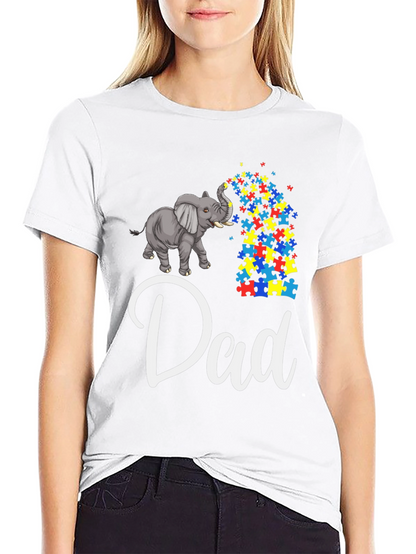 Autism Awareness Elephant Dad T-Shirt