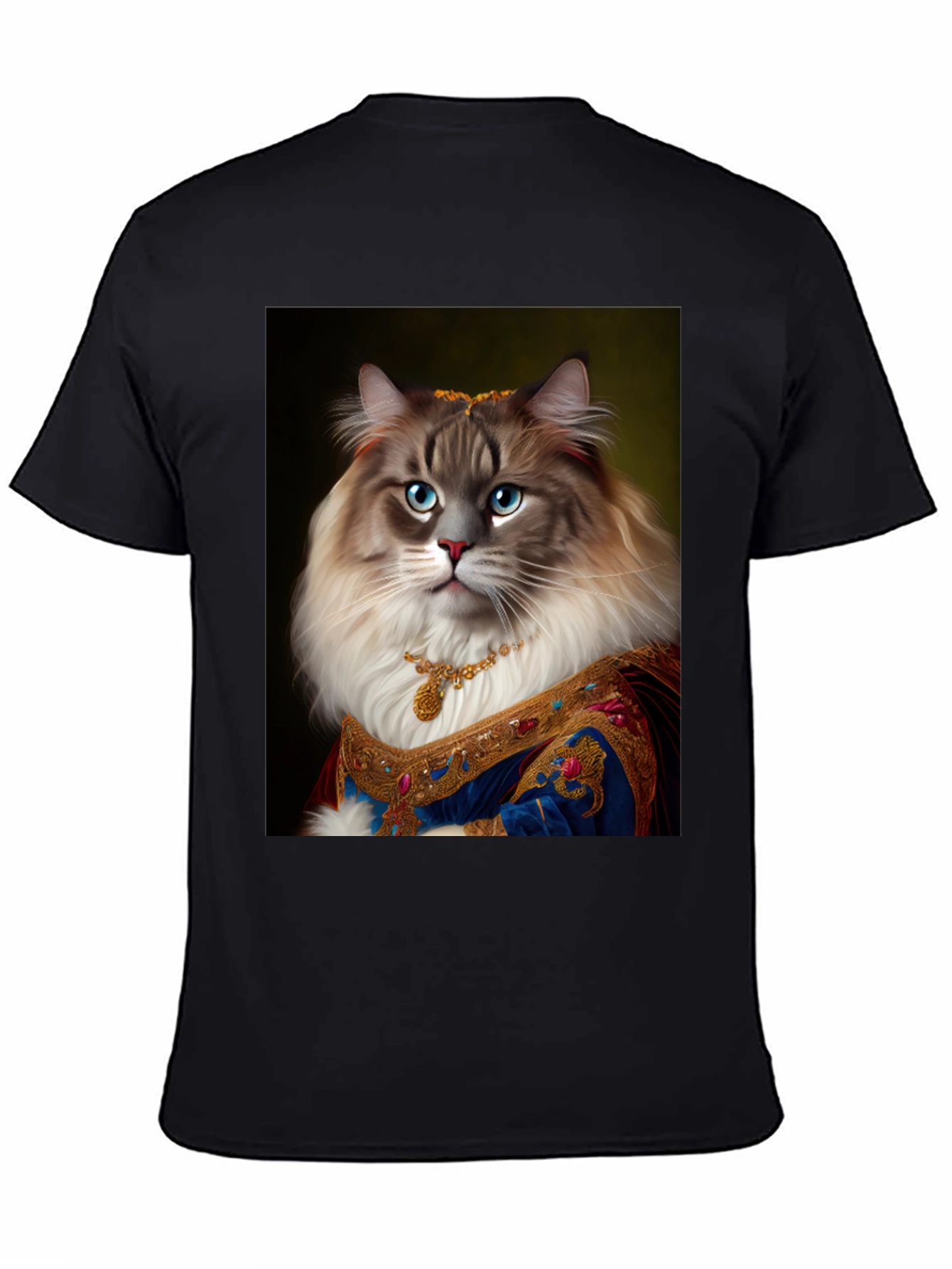 Royal Cat Portrait Black T-Shirt