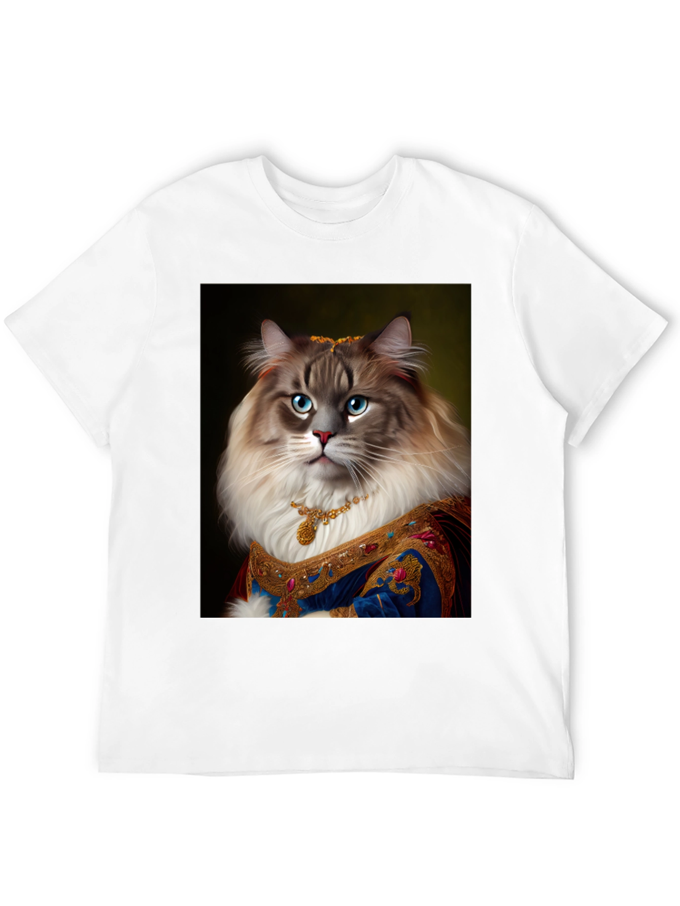 Royal Cat Portrait Black T-Shirt