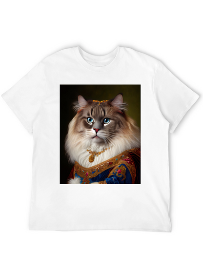 Royal Cat Portrait Black T-Shirt