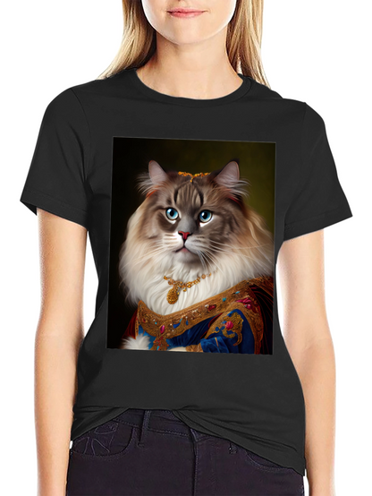 Royal Cat Portrait Black T-Shirt