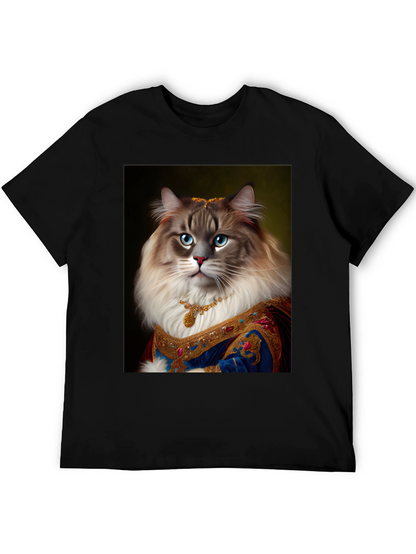 Royal Cat Portrait Black T-Shirt