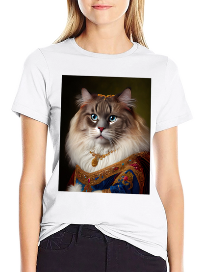 Royal Cat Portrait Black T-Shirt