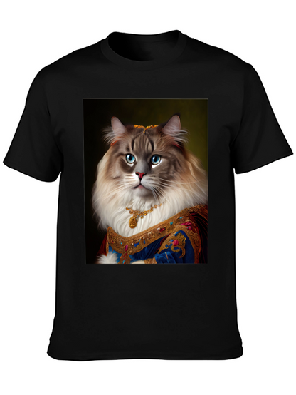 Royal Cat Portrait Black T-Shirt