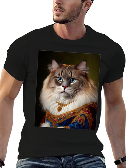 Royal Cat Portrait Black T-Shirt