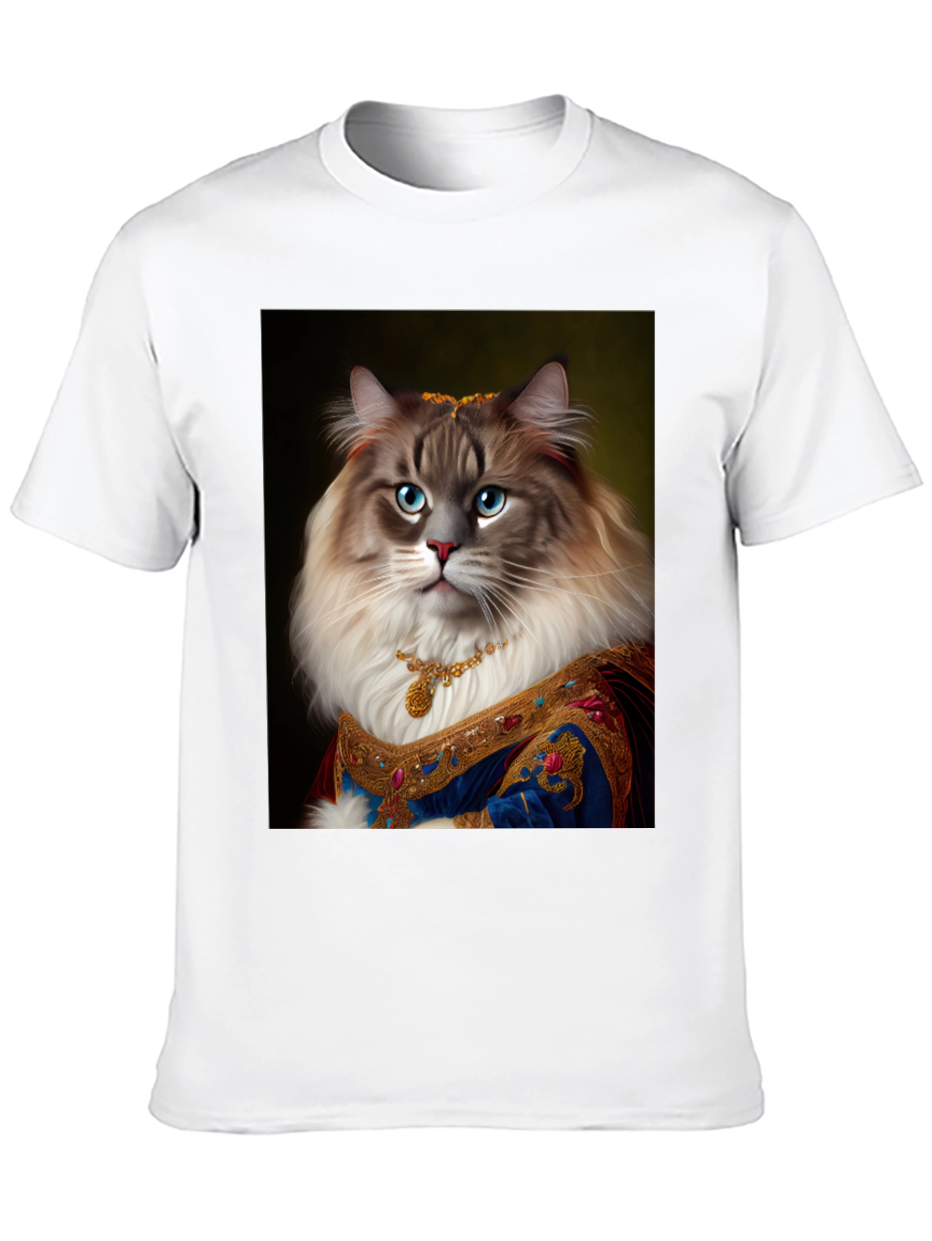 Royal Cat Portrait Black T-Shirt