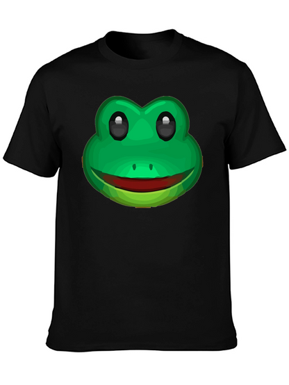 Funny Frog Face Graphic T-Shirt - Black Cotton Tee