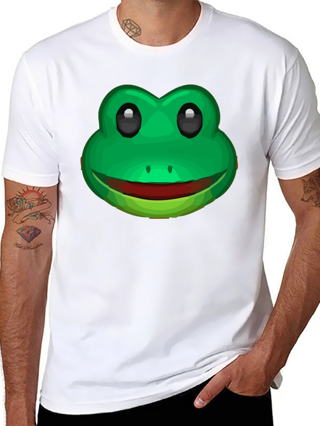 Funny Frog Face Graphic T-Shirt - Black Cotton Tee