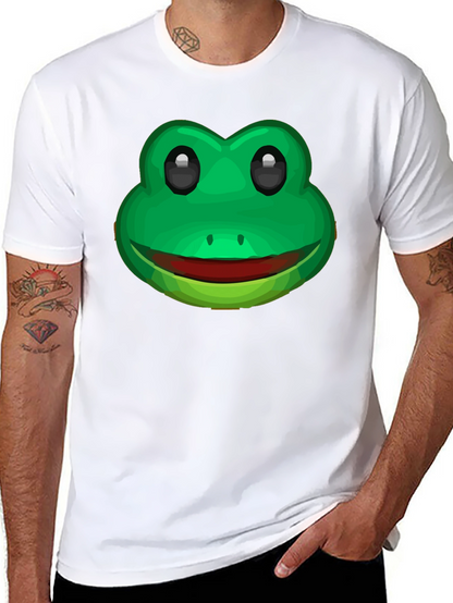 Funny Frog Face Graphic T-Shirt - Black Cotton Tee
