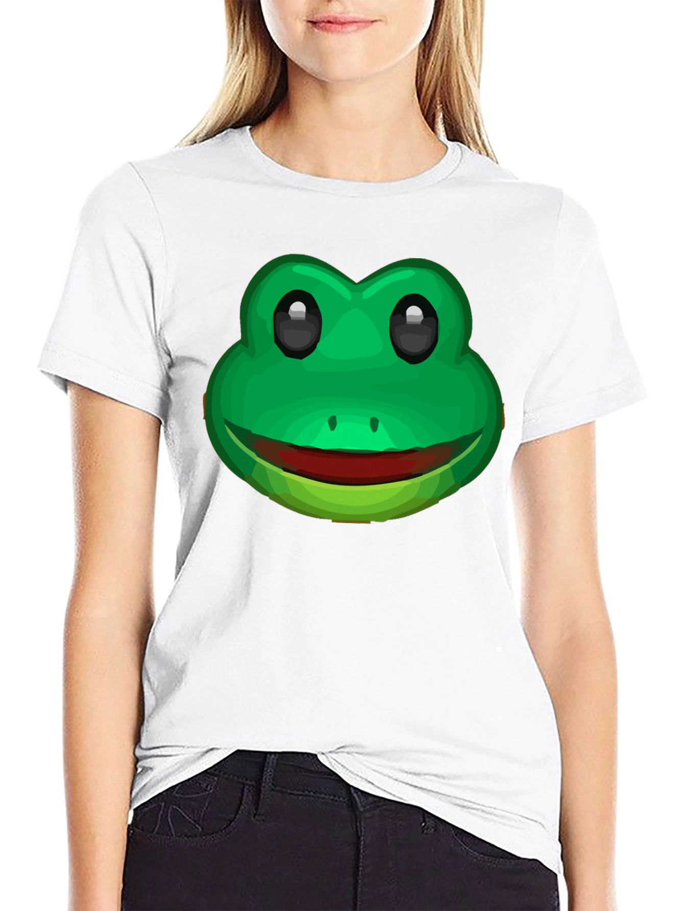 Funny Frog Face Graphic T-Shirt - Black Cotton Tee