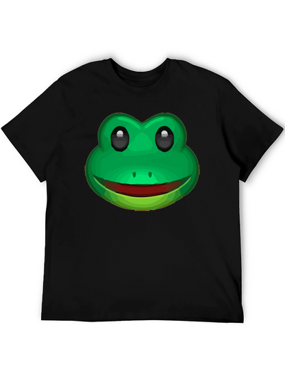 Funny Frog Face Graphic T-Shirt - Black Cotton Tee