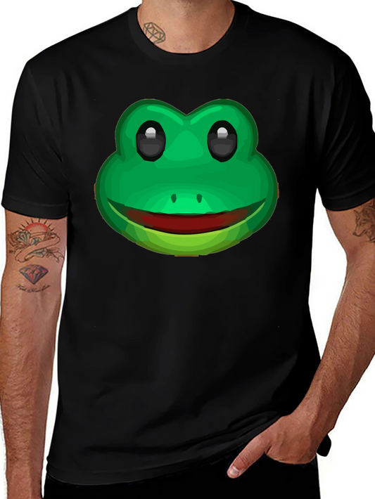 Funny Frog Face Graphic T-Shirt - Black Cotton Tee