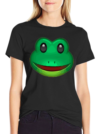 Funny Frog Face Graphic T-Shirt - Black Cotton Tee