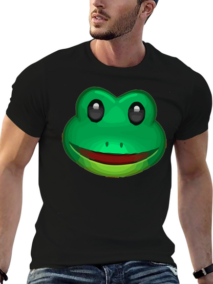 Funny Frog Face Graphic T-Shirt - Black Cotton Tee