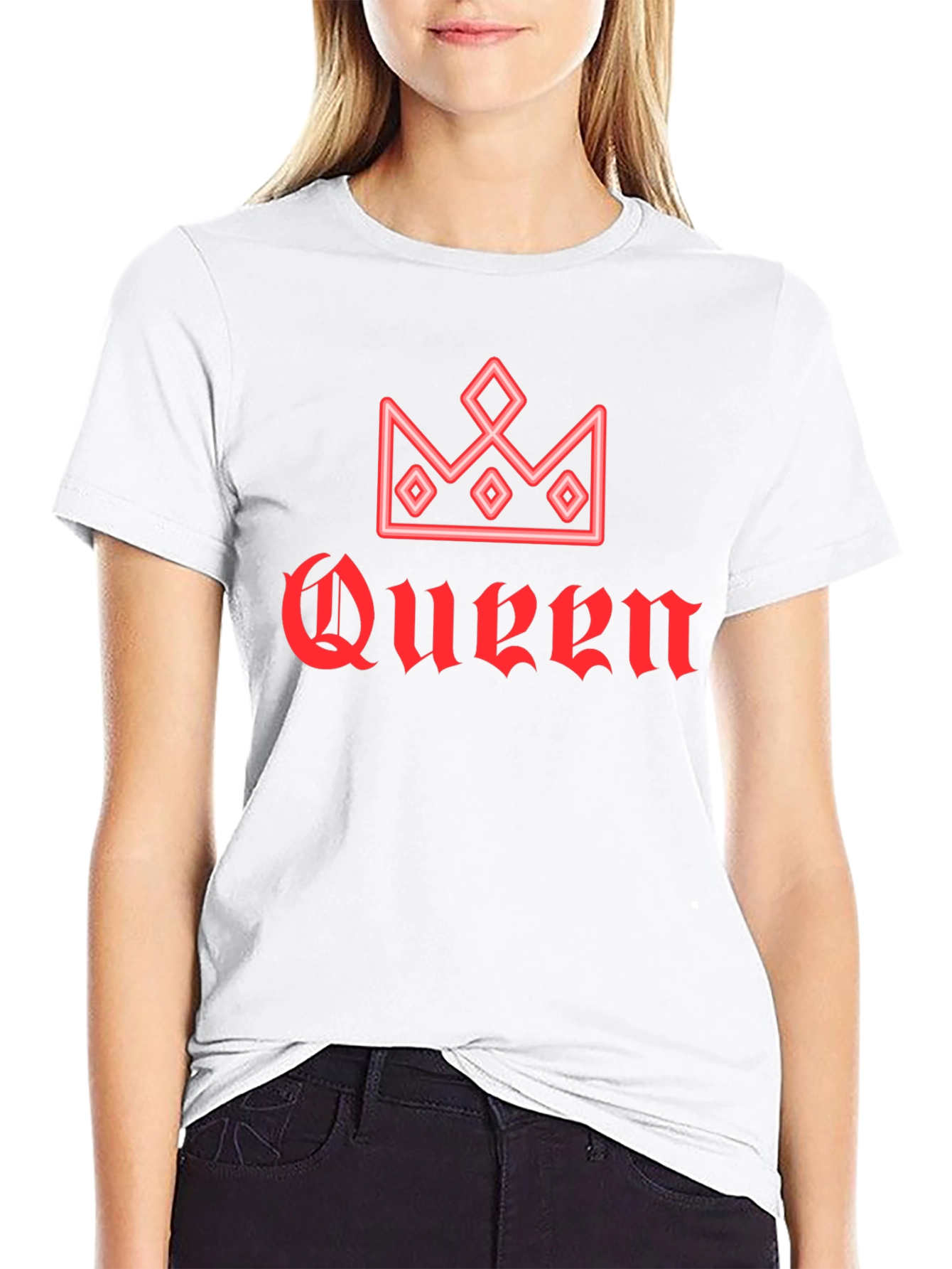 Queen Crown Red Graphic Black T-Shirt