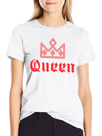 Queen Crown Red Graphic Black T-Shirt