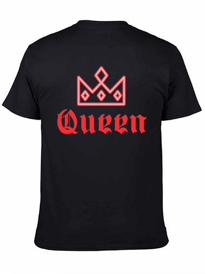 Queen Crown Red Graphic Black T-Shirt