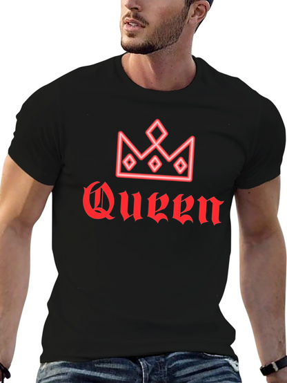 Queen Crown Red Graphic Black T-Shirt