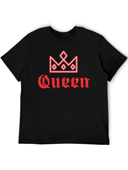 Queen Crown Red Graphic Black T-Shirt