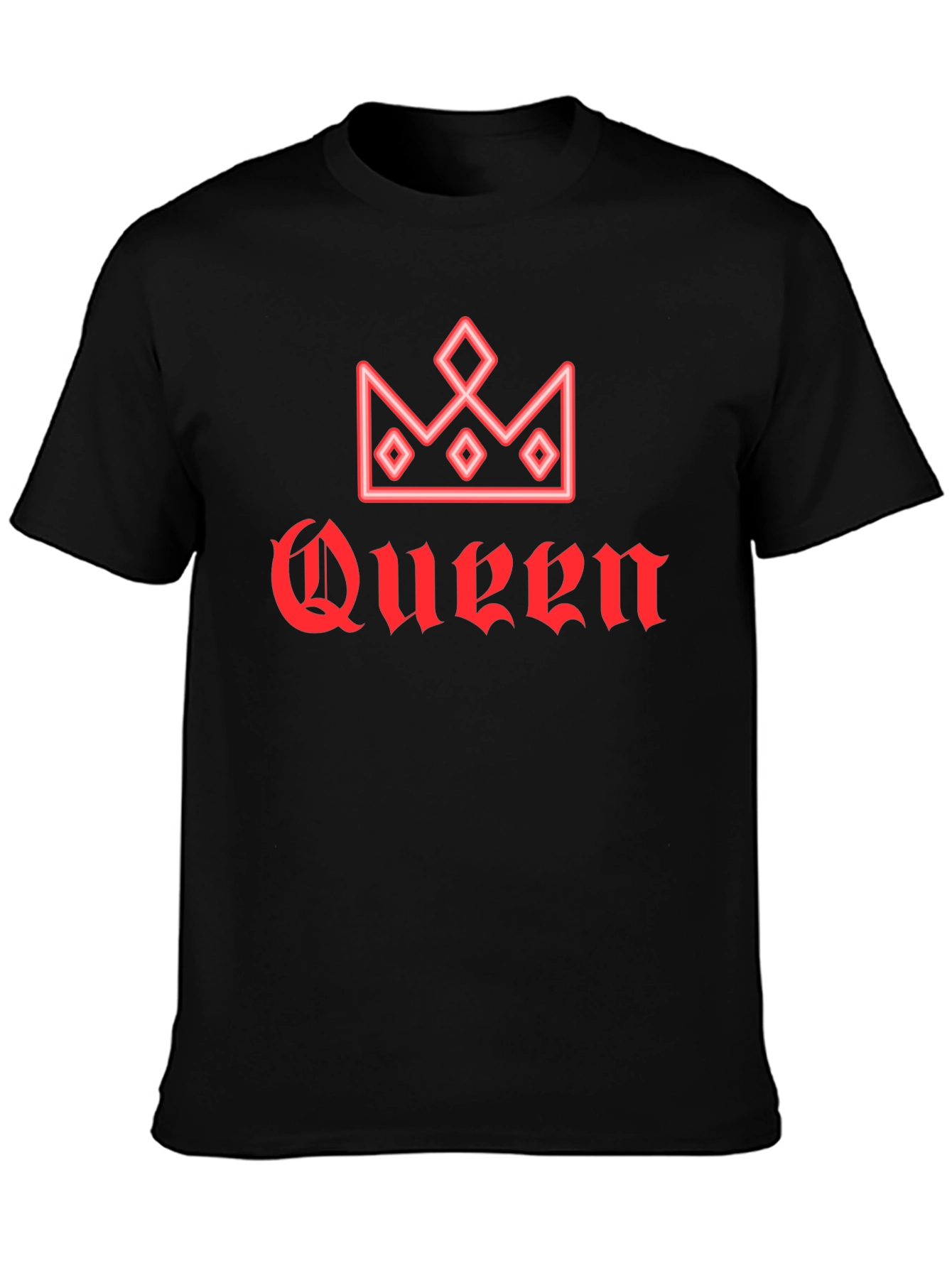 Queen Crown Red Graphic Black T-Shirt