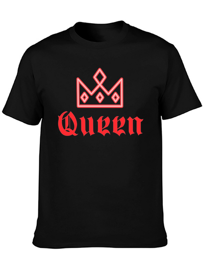 Queen Crown Red Graphic Black T-Shirt