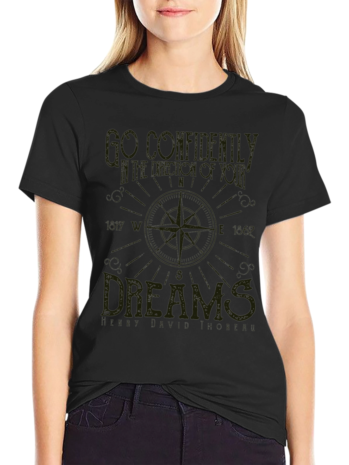 Compass Dreams Graphic Tee - Unisex Black T-Shirt