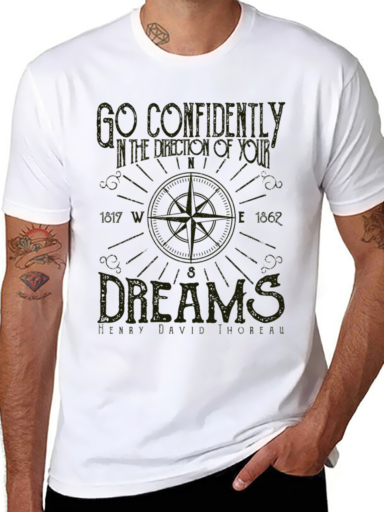 Compass Dreams Graphic Tee - Unisex Black T-Shirt