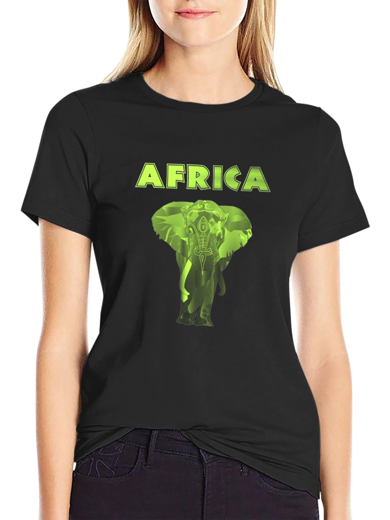 Africa Elephant Graphic Black T-Shirt