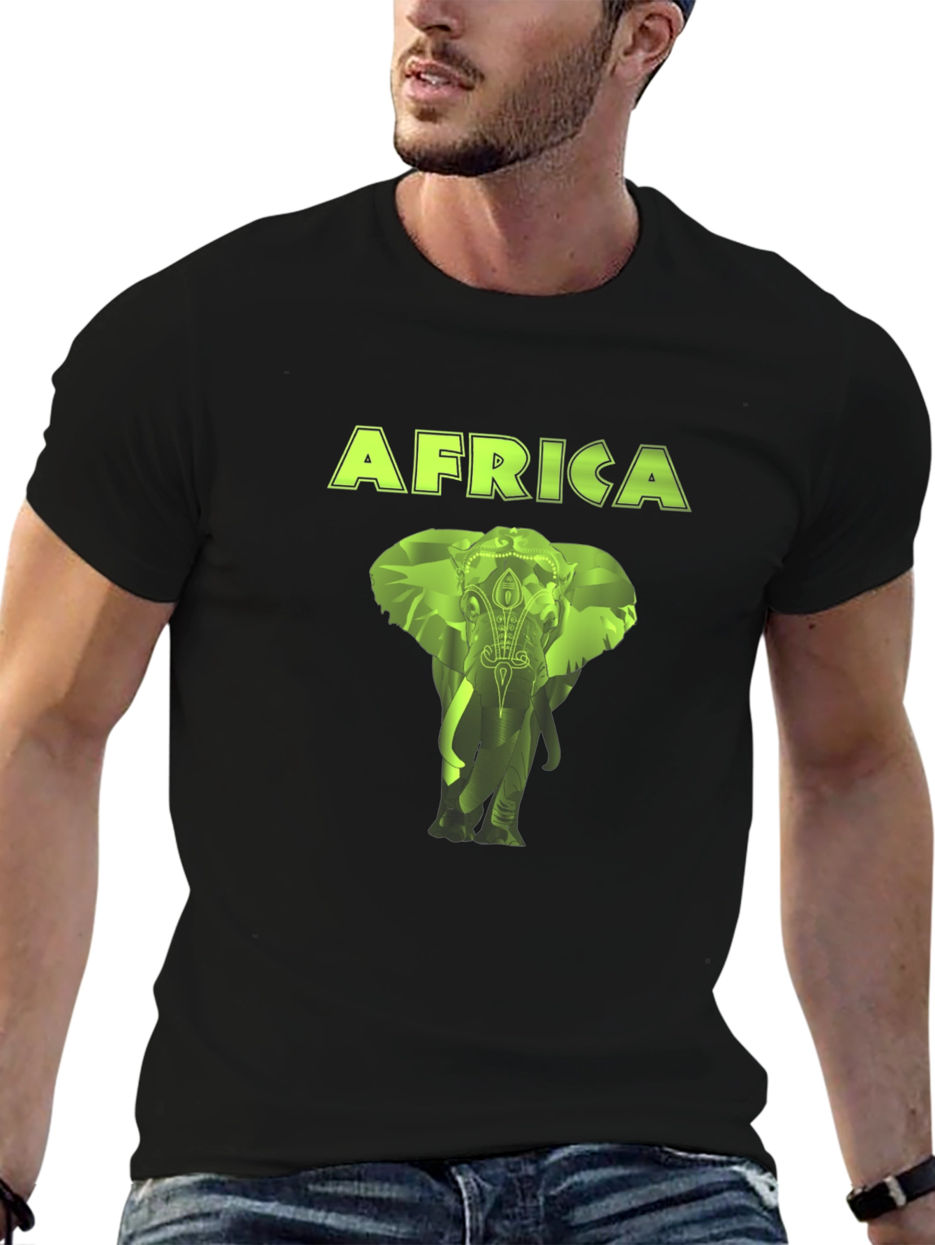Africa Elephant Graphic Black T-Shirt