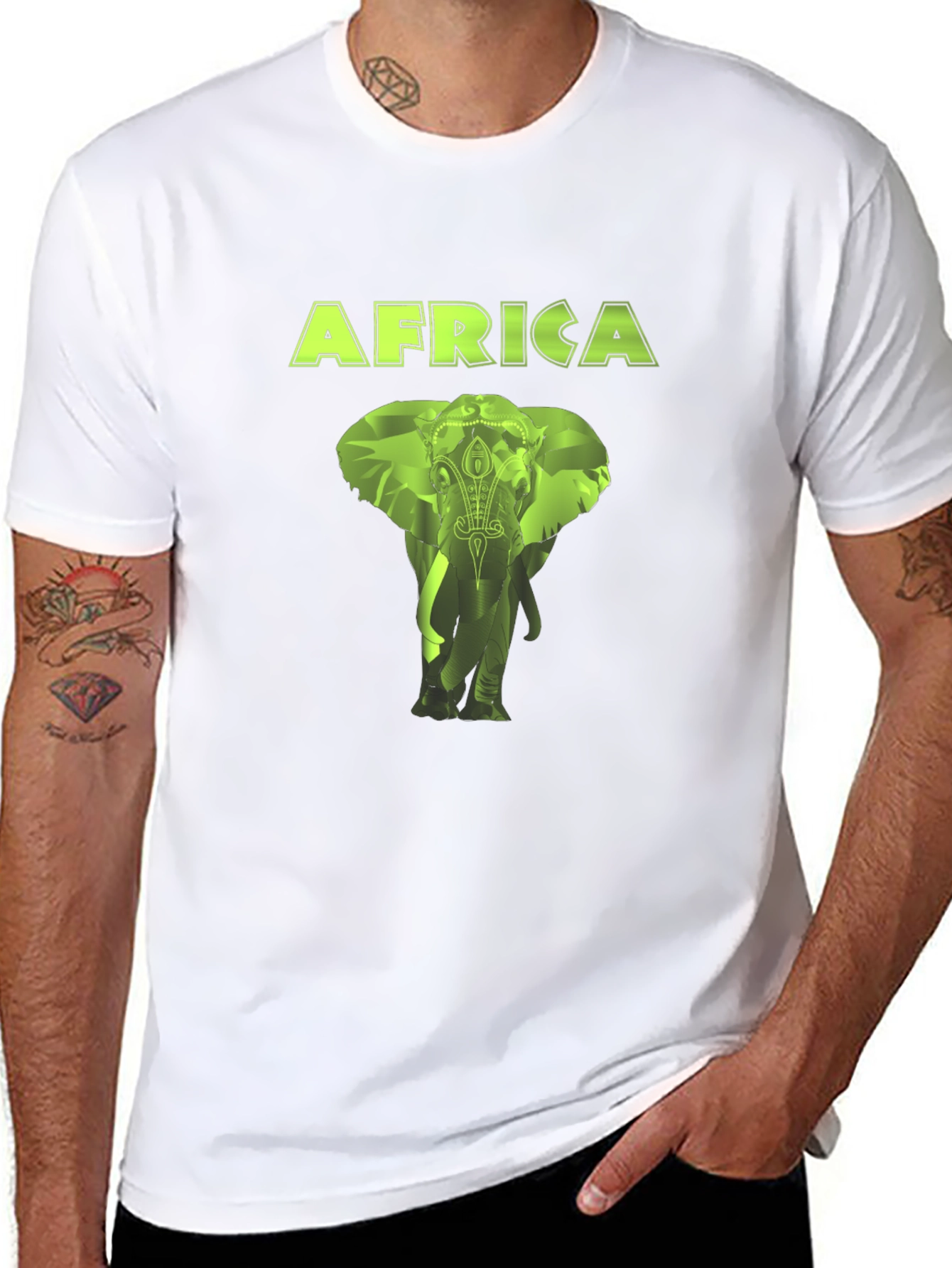 Africa Elephant Graphic Black T-Shirt