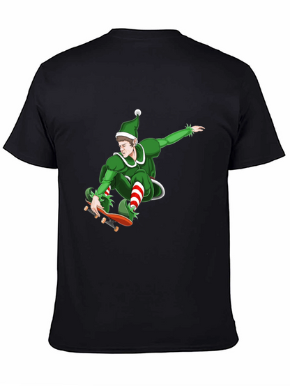 Skateboarding Elf Graphic T-Shirt - Holiday Fun!