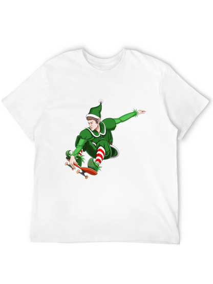 Skateboarding Elf Graphic T-Shirt - Holiday Fun!