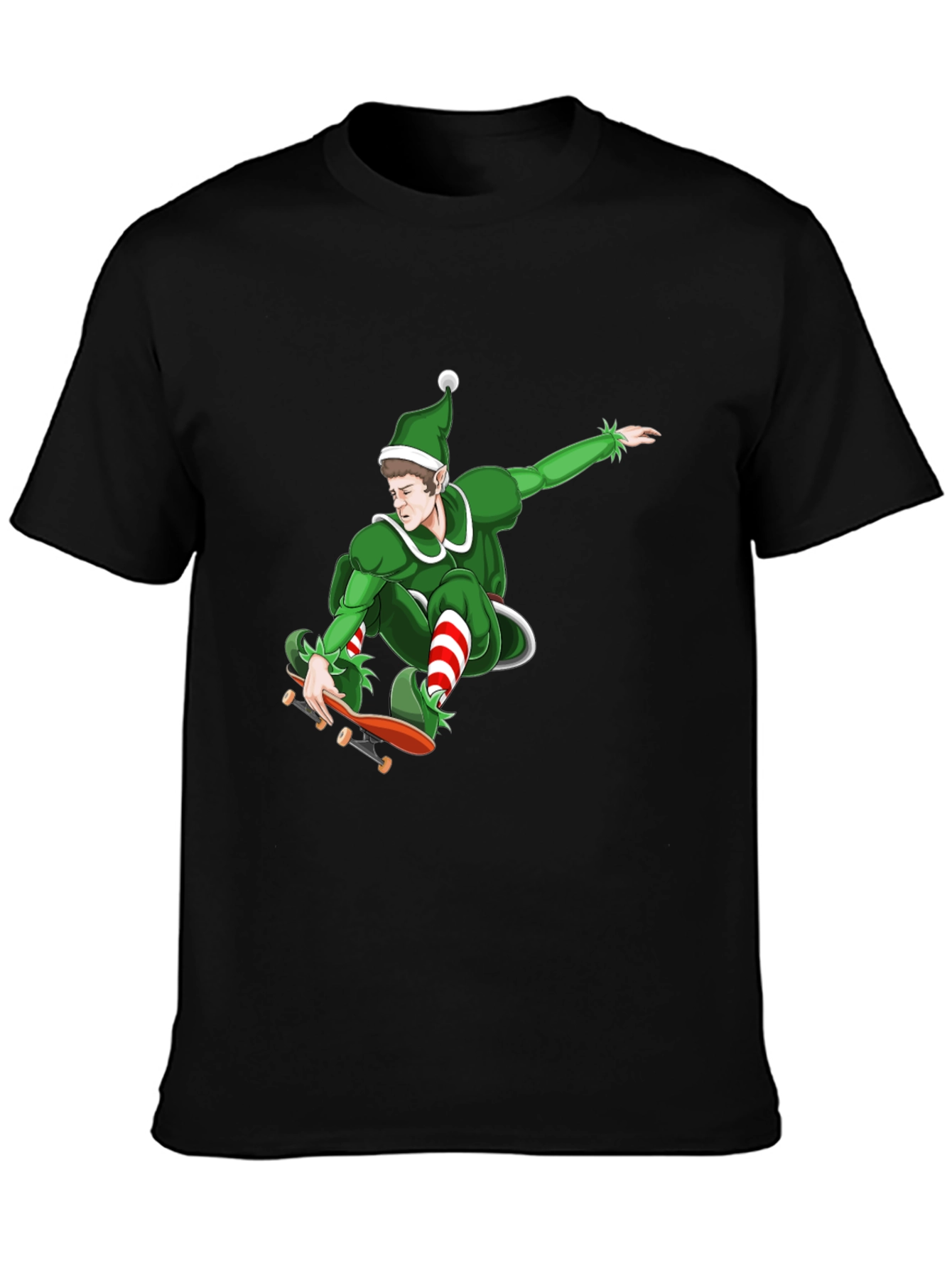 Skateboarding Elf Graphic T-Shirt - Holiday Fun!