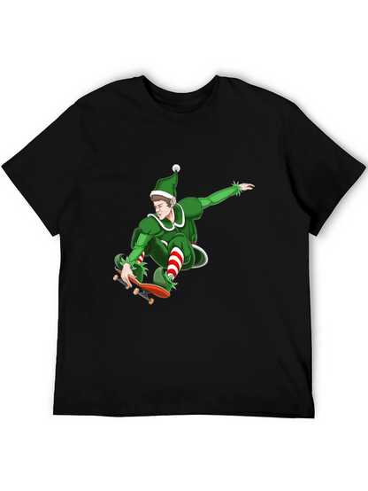 Skateboarding Elf Graphic T-Shirt - Holiday Fun!