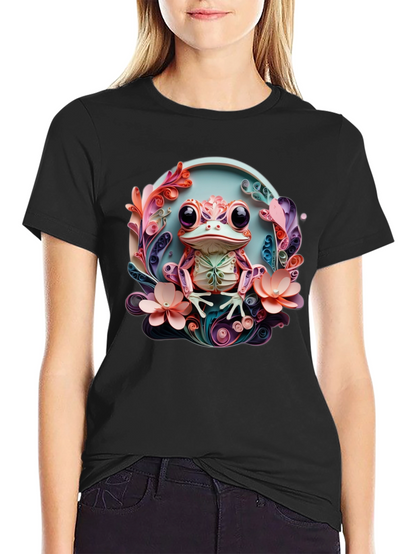 Quilled Frog Graphic T-Shirt - Unique Artistic Design